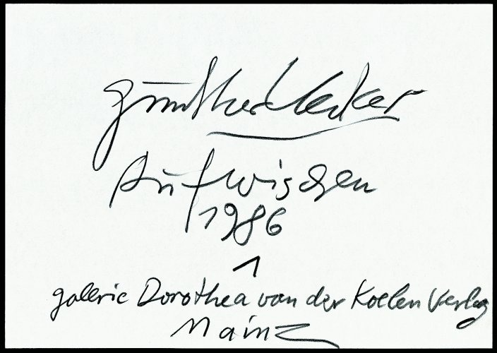 Günther Uecker - Aufwischen - Wiping Up - Text