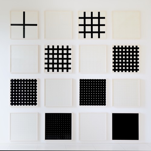 François Morellet - 8 trames 0° - 90° / 40 mm au trait et pleines