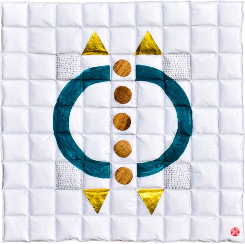Lore Bert - Komposition mit Papyrus, Blattgold und Farbe